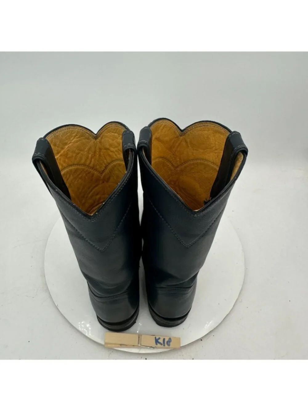 Justin L 3057 Women Size 6A Black Leather Roper Pull On Cowgirl Western Boot